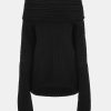 Source Unknown Accessoires | Becca Pull Surdimensionne En Tricot A Rouleau Haut, Noir