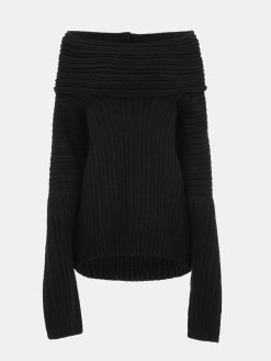 Source Unknown Accessoires | Becca Pull Surdimensionne En Tricot A Rouleau Haut, Noir